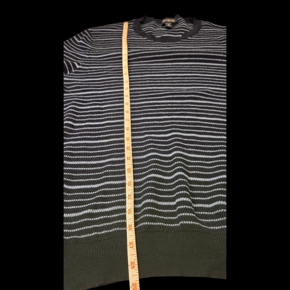 Jos A. Bank Mens Sweater Tailored Fit XL Striped Blue Crew Neck   100% Cotton - Picture 5 of 6